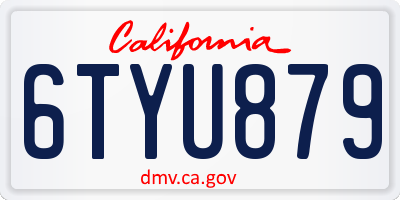 CA license plate 6TYU879