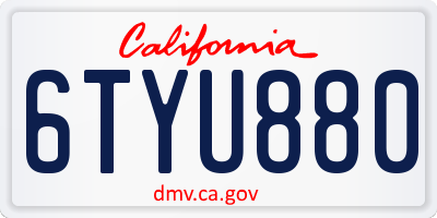CA license plate 6TYU880