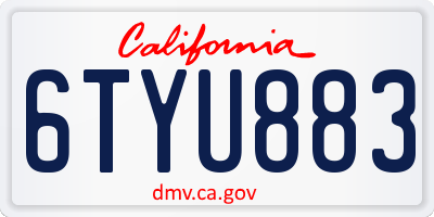 CA license plate 6TYU883