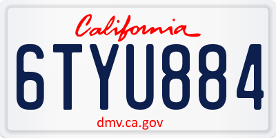 CA license plate 6TYU884