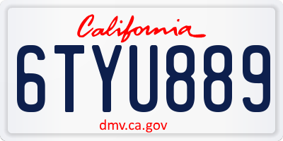 CA license plate 6TYU889
