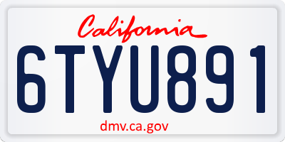 CA license plate 6TYU891