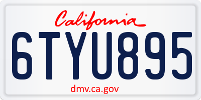 CA license plate 6TYU895