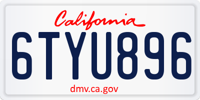 CA license plate 6TYU896