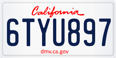 CA license plate 6TYU897