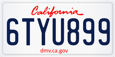 CA license plate 6TYU899