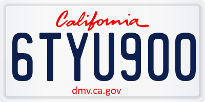 CA license plate 6TYU900