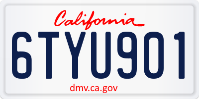 CA license plate 6TYU901