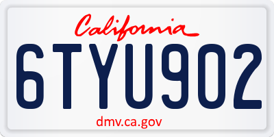 CA license plate 6TYU902