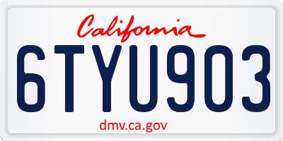 CA license plate 6TYU903