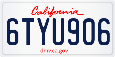 CA license plate 6TYU906