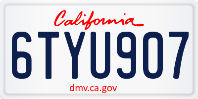 CA license plate 6TYU907