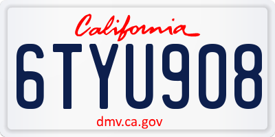 CA license plate 6TYU908