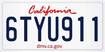 CA license plate 6TYU911