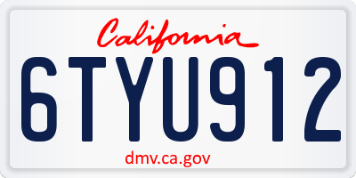 CA license plate 6TYU912