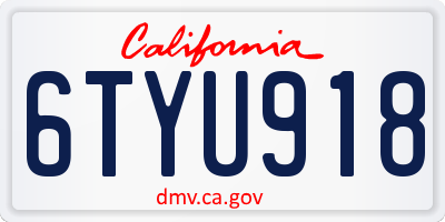 CA license plate 6TYU918