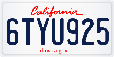 CA license plate 6TYU925