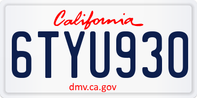 CA license plate 6TYU930