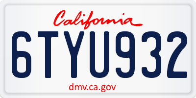 CA license plate 6TYU932