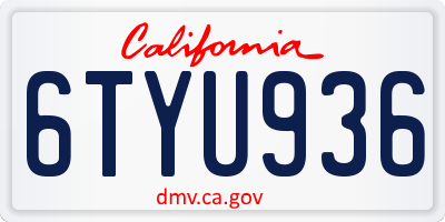 CA license plate 6TYU936