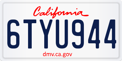 CA license plate 6TYU944