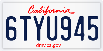 CA license plate 6TYU945