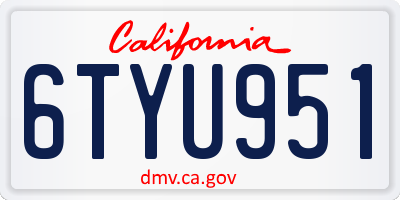 CA license plate 6TYU951