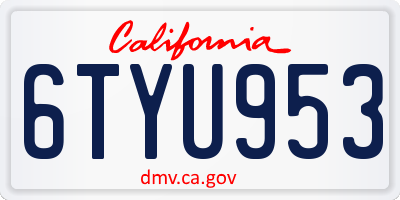 CA license plate 6TYU953