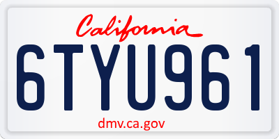 CA license plate 6TYU961