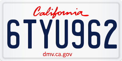 CA license plate 6TYU962