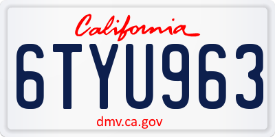 CA license plate 6TYU963