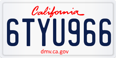 CA license plate 6TYU966