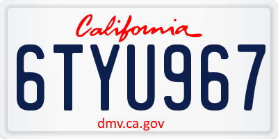 CA license plate 6TYU967