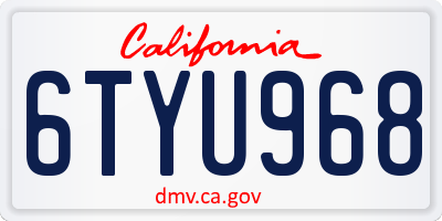 CA license plate 6TYU968