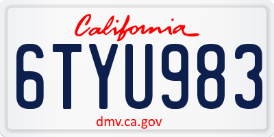CA license plate 6TYU983