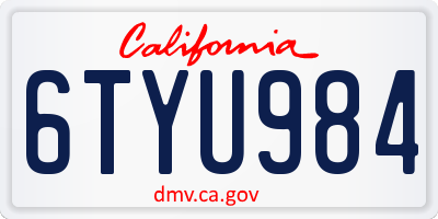 CA license plate 6TYU984