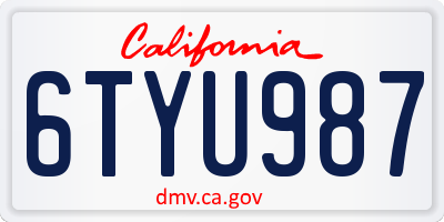 CA license plate 6TYU987