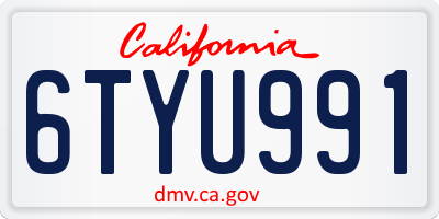 CA license plate 6TYU991
