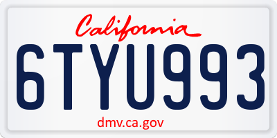 CA license plate 6TYU993