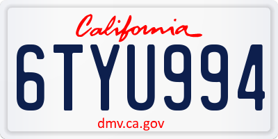 CA license plate 6TYU994