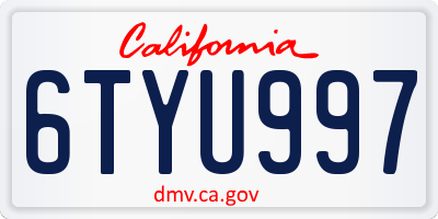 CA license plate 6TYU997