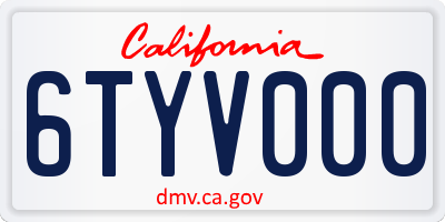 CA license plate 6TYV000