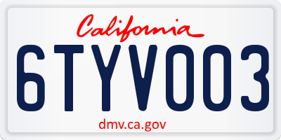 CA license plate 6TYV003