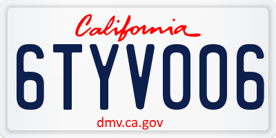 CA license plate 6TYV006