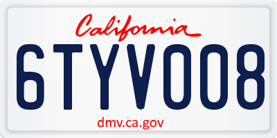 CA license plate 6TYV008