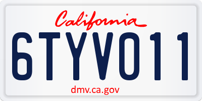 CA license plate 6TYV011