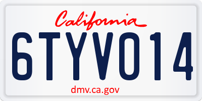 CA license plate 6TYV014