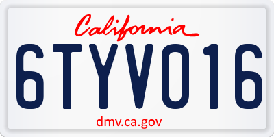 CA license plate 6TYV016