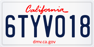 CA license plate 6TYV018