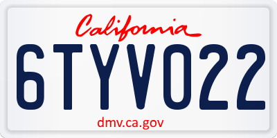 CA license plate 6TYV022